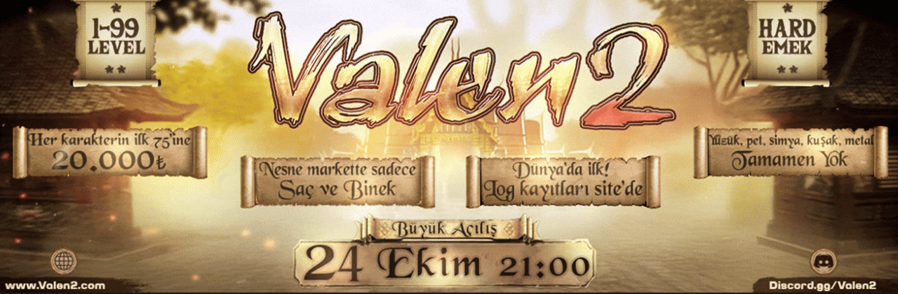 Valen2 1-99 Hard Emek 24 Ekim Cuma - Metin2 Özel Sunucu Valen2 1-99 Hard Emek 24 Ekim Cuma - Metin2 PVP Sunucu Bannerı