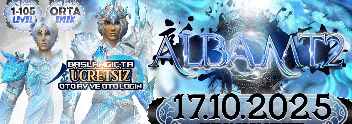 AlbaMt2 - 1-105 Orta Emek Pvp Server - 17 Ekim - Metin2 Özel Sunucu AlbaMt2 - 1-105 Orta Emek Pvp Server - 17 Ekim - Metin2 PVP Sunucu Bannerı