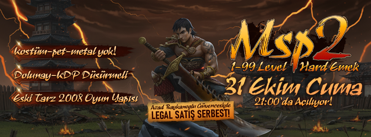 MSP2 1-99 Hard Emek yapısıyla 31 Ekim Cuma 21:00'da açılıyor! - Metin2 Özel Sunucu MSP2 1-99 Hard Emek yapısıyla 31 Ekim Cuma 21:00'da açılıyor! - Metin2 PVP Sunucu Bannerı