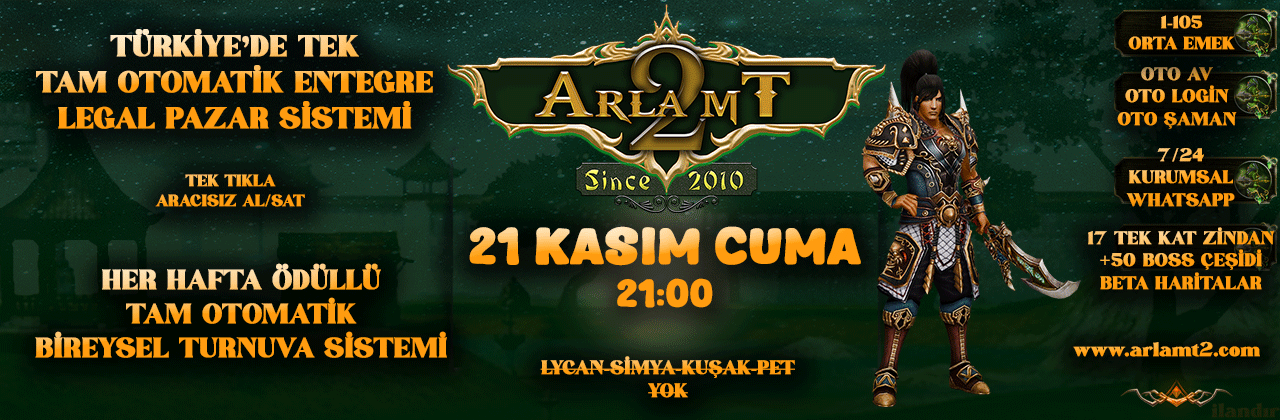 Arlamt2 1-105 Orta Emek 21 Kasım’da açılıyor - Metin2 Özel Sunucu Arlamt2 1-105 Orta Emek 21 Kasım’da açılıyor - Metin2 PVP Sunucu Bannerı