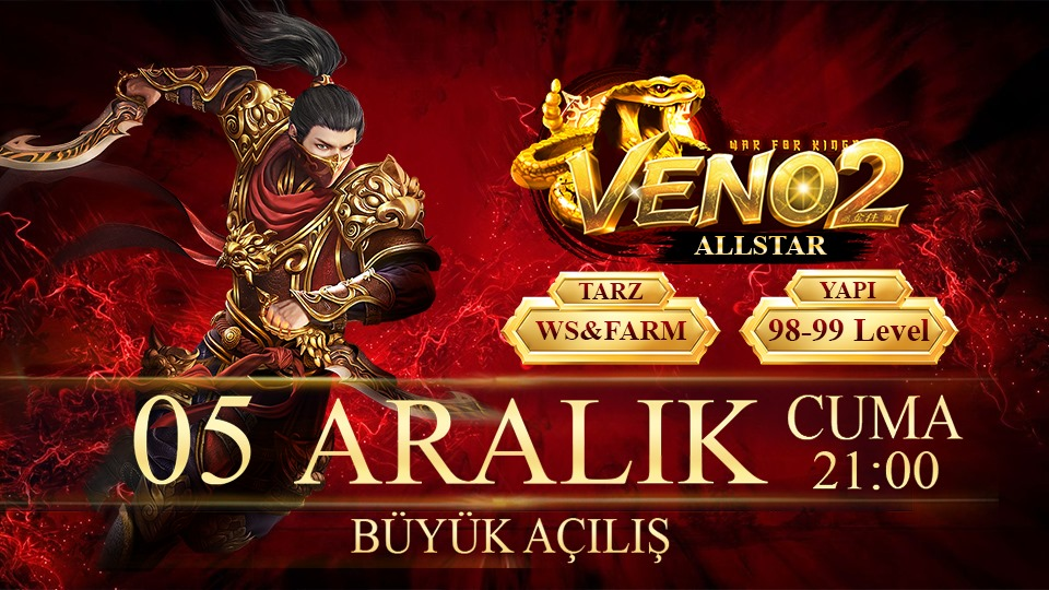 Veno2 Allstar VS'lik Server | 5 Aralık 2025 Açılış! - Metin2 Özel Sunucu Veno2 Allstar VS'lik Server | 5 Aralık 2025 Açılış! - Metin2 PVP Sunucu Bannerı
