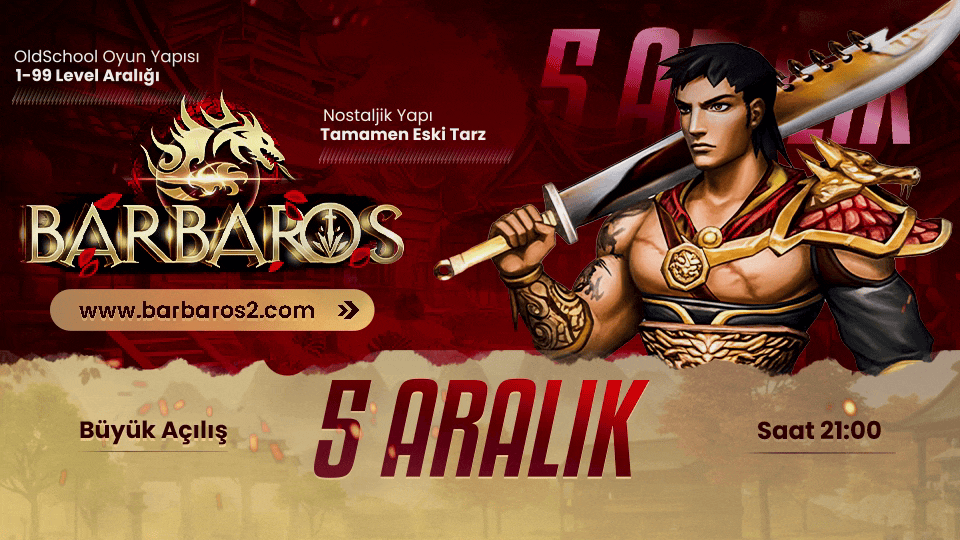Barbaros2 1-99 OldSchool Emek Server 5 Aralık Cuma Tarihinde Açılıyor - Metin2 Özel Sunucu Barbaros2 1-99 OldSchool Emek Server 5 Aralık Cuma Tarihinde Açılıyor - Metin2 PVP Sunucu Bannerı