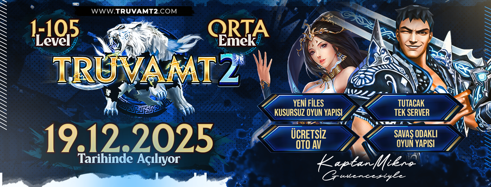 TruvaMT2 1-105 Orta Emek Server - 19 Aralık Cuma Açılıyor - Metin2 Özel Sunucu TruvaMT2 1-105 Orta Emek Server - 19 Aralık Cuma Açılıyor - Metin2 PVP Sunucu Bannerı
