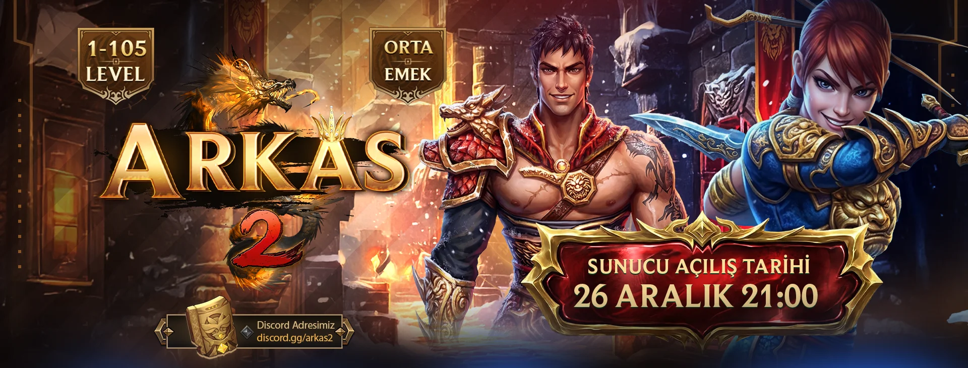 Arkas2 Orta Emek 1-105 Server - 26 Aralık Cuma Açılıyor - Metin2 Özel Sunucu Arkas2 Orta Emek 1-105 Server - 26 Aralık Cuma Açılıyor - Metin2 PVP Sunucu Bannerı