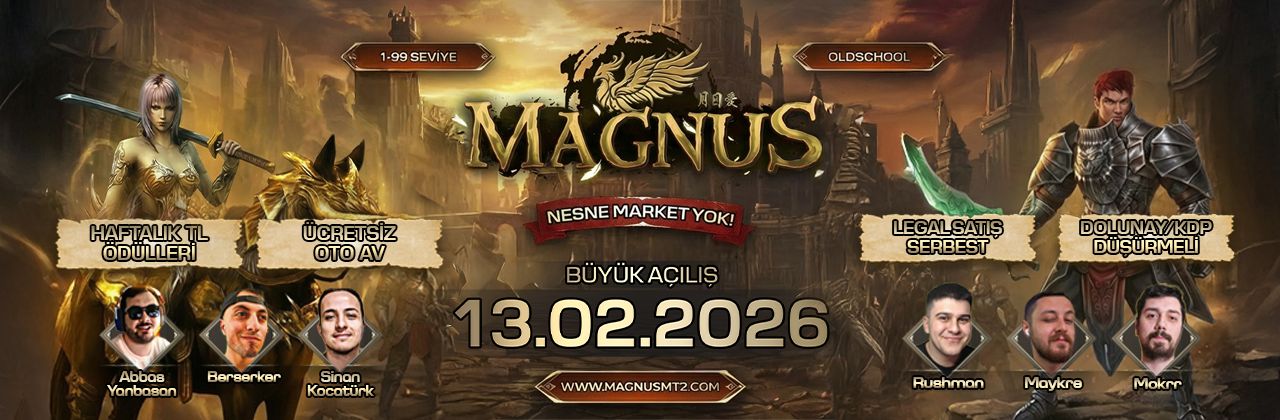 Magnus Mt2 1-99 Legal Satışlı Oto Avlı Oldschool Pvp Server - Metin2 Özel Sunucu Magnus Mt2 1-99 Legal Satışlı Oto Avlı Oldschool Pvp Server - Metin2 PVP Sunucu Bannerı