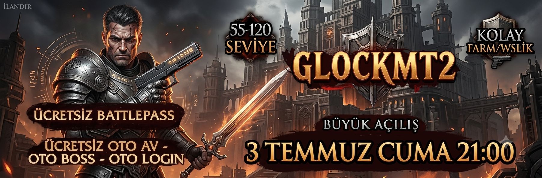 Glock Mt2 55-120 Farm Wslik Server – Ücretsiz Oto Av & Oto Boss, +1000 Farm-Vslik Dönüşüm - Metin2 PVP Sunucu Bannerı