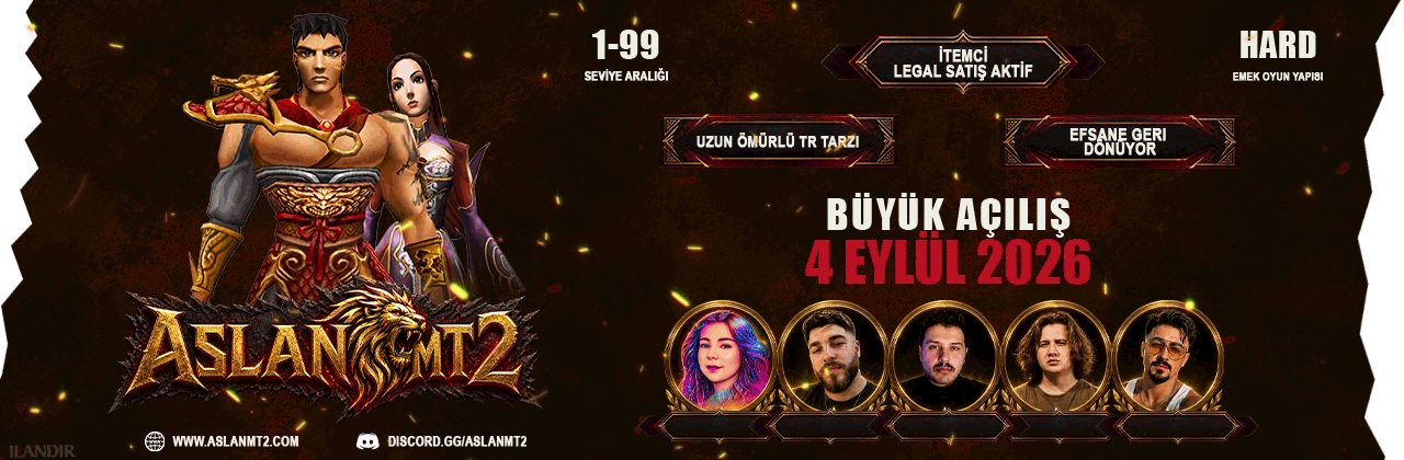 Aslan Mt2 1-99 Old School – Emek Odaklı Gelişim, Canlı Pazar Ekonomisi ve Lonca Rekabeti ile Klasik Uzak Doğu MMORPG Metin2 PvP Server - Metin2 PVP Sunucu Bannerı