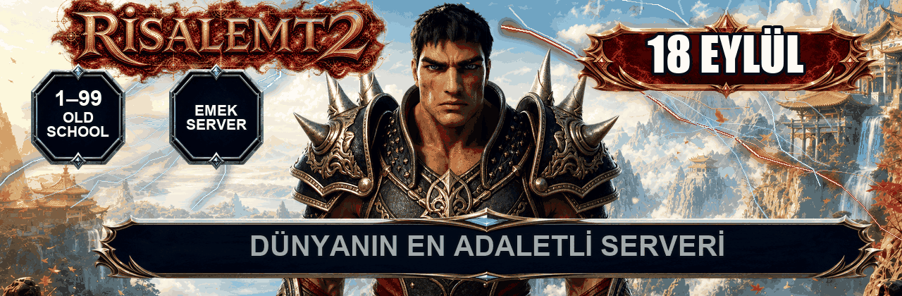 Risale2 1-99 Oldschool Emek Server – Nostaljik Grafik + Arayüz, Emeğe Dayalı Gerçek Rekabet, EP Kuponu Düşmeli Para Yatırmadan Gelişimli Metin2 PvP Server - Metin2 PVP Sunucu Bannerı