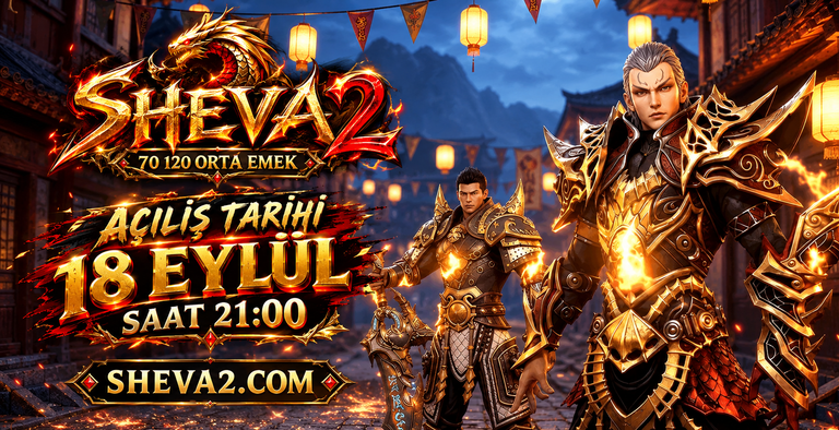 Sheva2 – 70-120 Tek Kat Zindan + Ücretsiz Otomatik Av + Uzaktan Market + Ticaret Camı + 11 Zindan + 15 Mini Boss + 3 Harita, SVside + Primeac Hile Koruma ve Sabit Efsun Oranları ile Metin2 PvP Server - Metin2 PVP Sunucu Bannerı