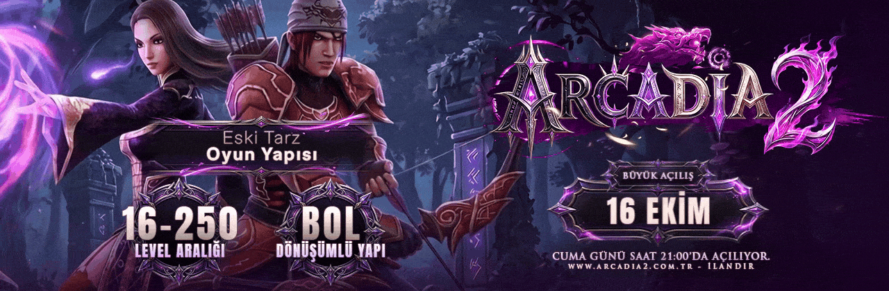 Arcadia MT2 | 16-250 Orta Emek · Eski Saltanat · Pet Atak - Metin2 PVP Sunucu Bannerı